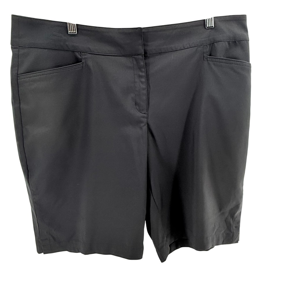 PGA Tour Womens 16 Golf Shorts Black Flat Front Pockets Athletic Golfcore